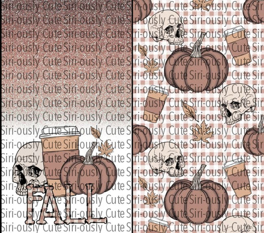 Fall - Skull And Pumpkins Straight Tumbler Sublimation Transfer