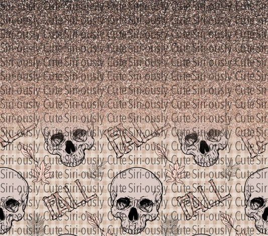 Fall - Skull Glitter Straight Tumbler Sublimation Transfer