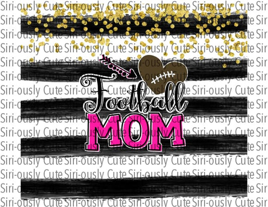 Football Mom - Black Stripes With Gold Glitter Straight Tumbler