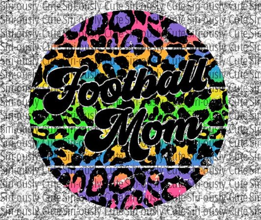 Football Mom - Bright Leopard Silver Glitter Straight Tumbler Sublimation Transfer