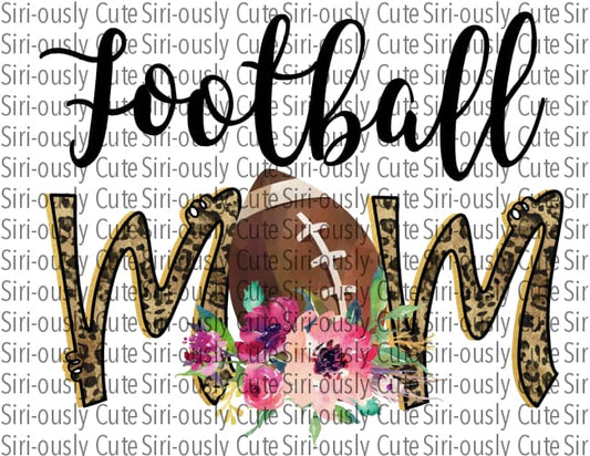 Football Mom - Floral And Leopard Script