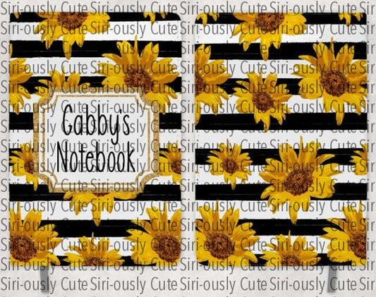 Glitter Sunflower Black Striped - Journal