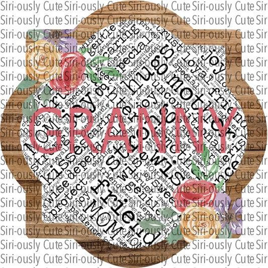 Granny Pink With Wood Border Quarterfoil