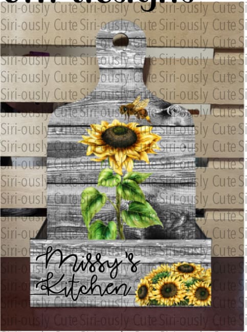 Gray Sunflower Cutting Board Basket