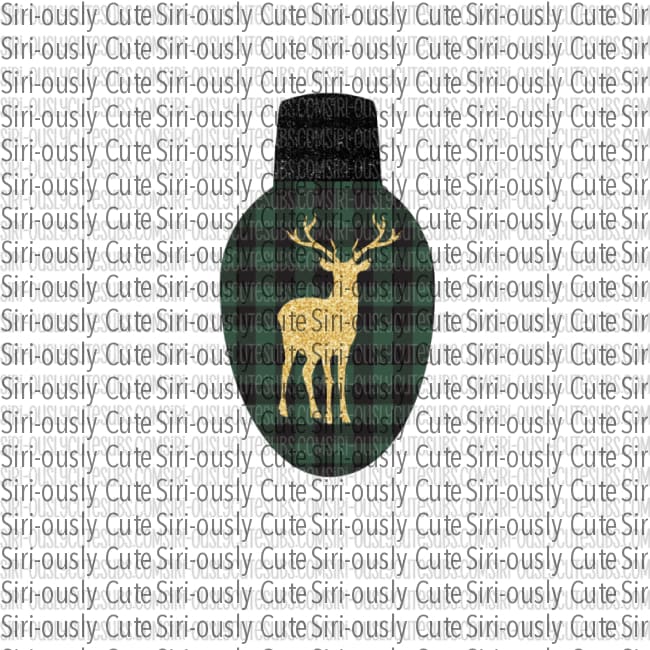 Green Plaid With Reindeer Light Bulb