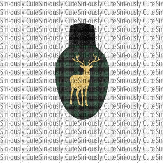 Green Plaid With Reindeer Light Bulb