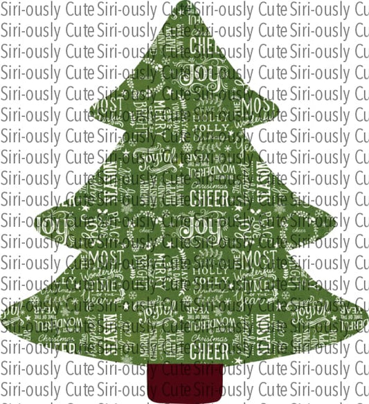 Green Word Art - Christmas Tree