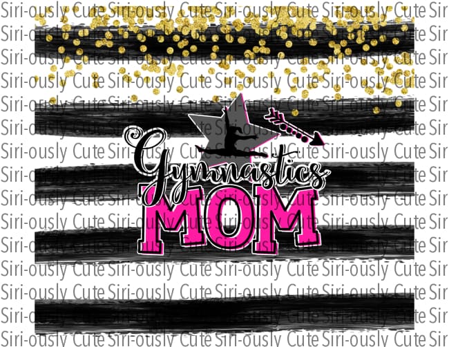 Gymnastics Mom - Black Stripes With Gold Glitter Straight Tumbler