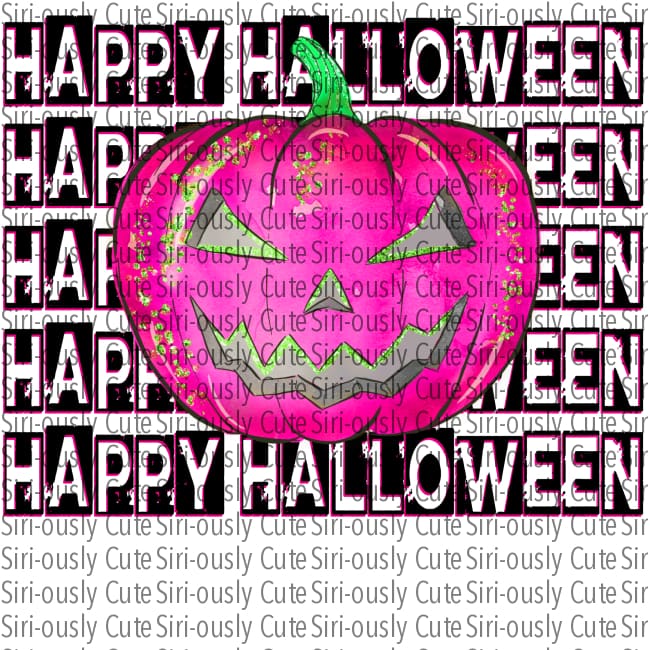 Happy Halloween - Hot Pink Jack O Lantern Pumpkin Outline