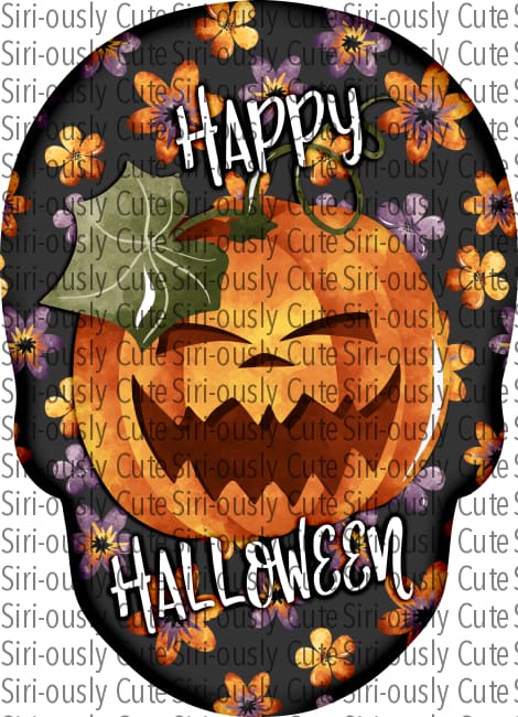 Happy Halloween Skull With Jacko Lantern Sublimation Transfer