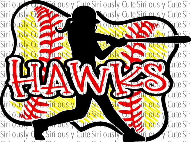 Hawks - Softball Girl With Bat