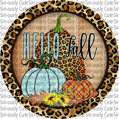 Hello Fall - Leopard Border Round