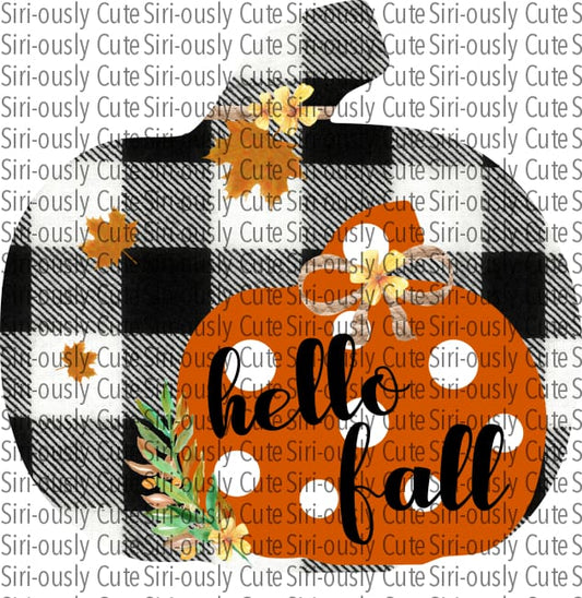 Hello Fall - Plaid And Dotted Pumpkin