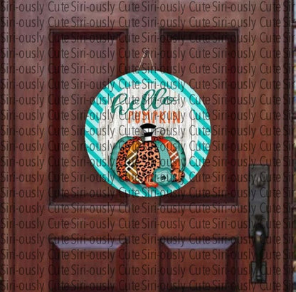 Hello Pumpkin - Blue Stripe Border