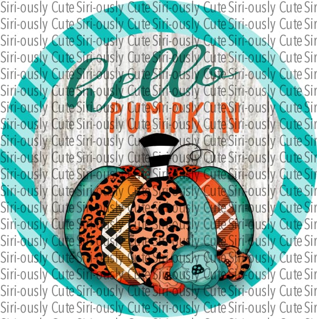 Hello Pumpkin - Blue Stripe Border