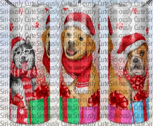 Holiday Dogs And Presents - Straight Tumbler Sublimation Transfer