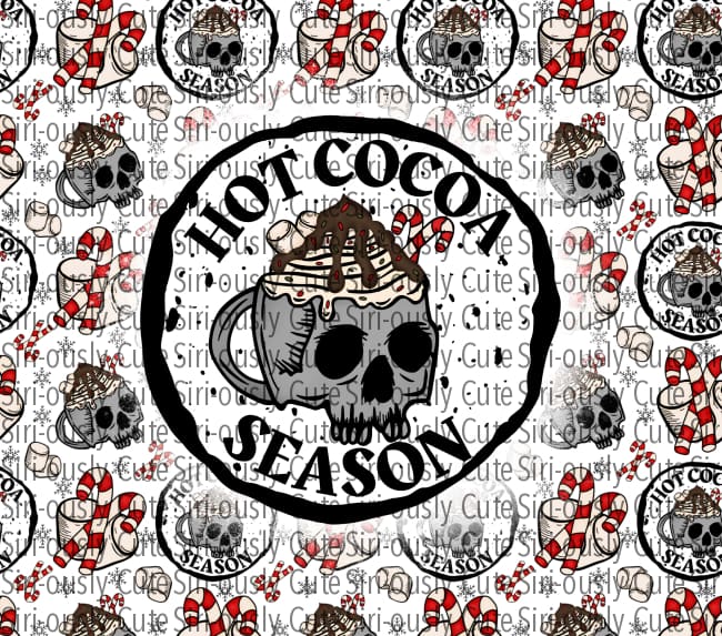 Hot Cocoa Season Skull Straight Tumbler Sublimation Transfer