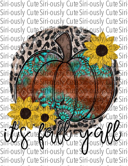 Its Fall Yall - Leopard Round With Pumpkin