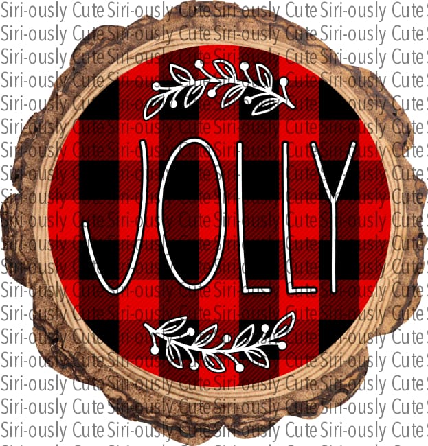 Jolly - Red Buffalo Plaid With Flourish Wood Slice