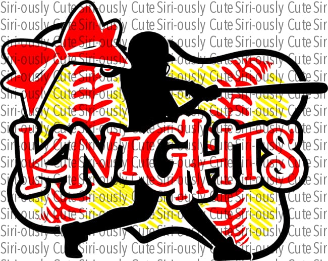 Knights - Softball Girl With Bat Bow