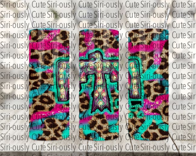 Leopard Pink And Turquoise - Glam Thunderbird Straight Tumbler