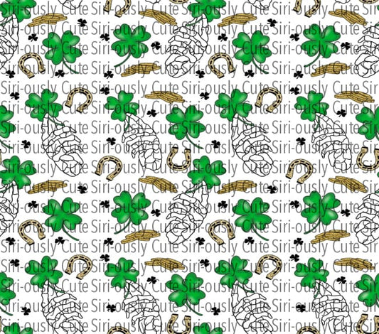 Lucky - Skeleton Hand With Shamrocks Straight Tumbler