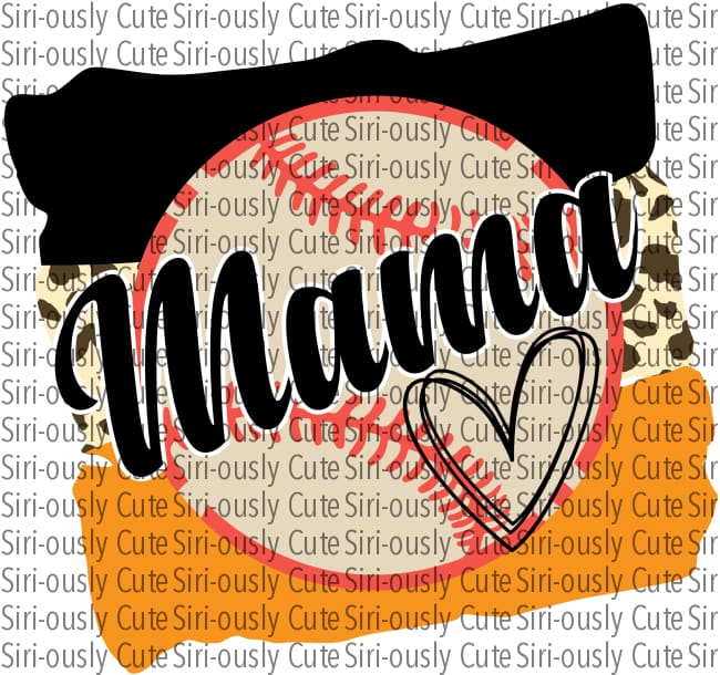 Mama Baseball Heart - Black And Orange