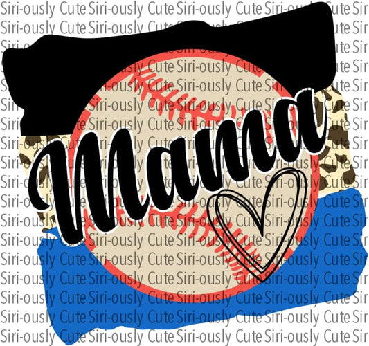 Mama Baseball Heart - Blue And Black