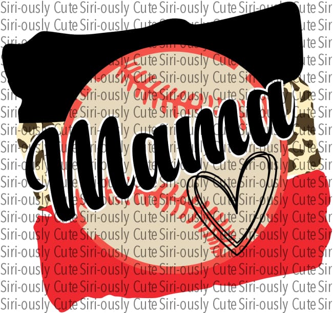 Mama Baseball Heart - Red And Black