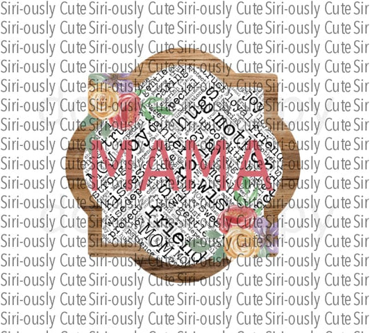 Mama Pink With Wood Border Quarterfoil