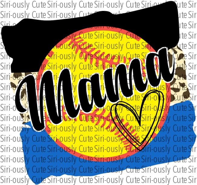 Mama Softball Heart - Black And Blue