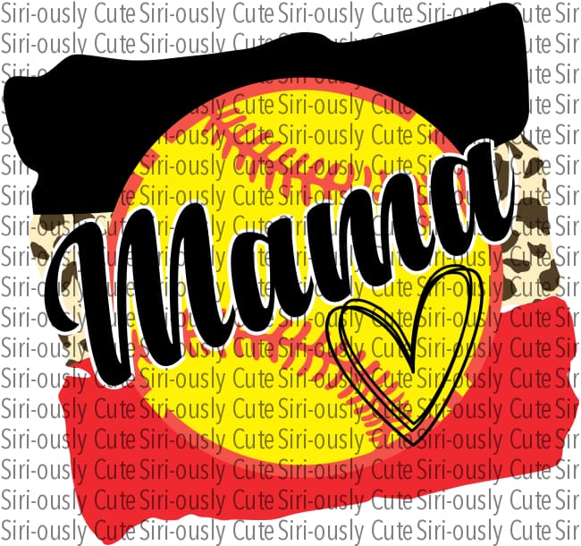 Mama Softball Heart - Black And Red