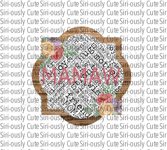 Mamaw Pink With Wood Border Quarterfoil