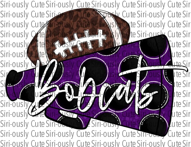 Megaphone And Football - Purple Black Bobcats