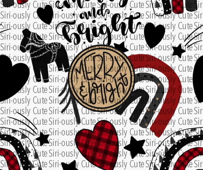 Merry & Bright Red And Black Straight Tumbler