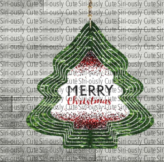 Merry Christmas Glitter Tree Wind Spinner Sublimation Transfer