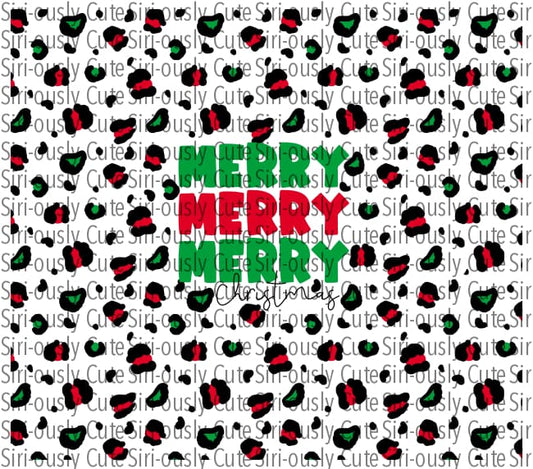 Merry Christmas Red And Green Leopard - Straight Tumbler