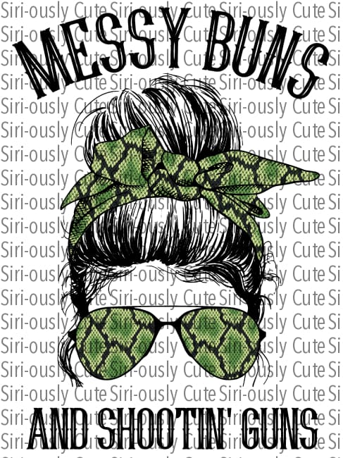 Messy Buns And Shootin Guns - Green Snake Print