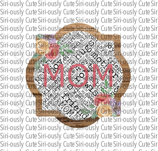 Mom Pink With Wood Border Quarterfoil