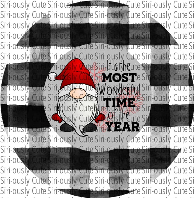 Most Wonderful Time Of The Year Gnome Round Sublimation Transfer