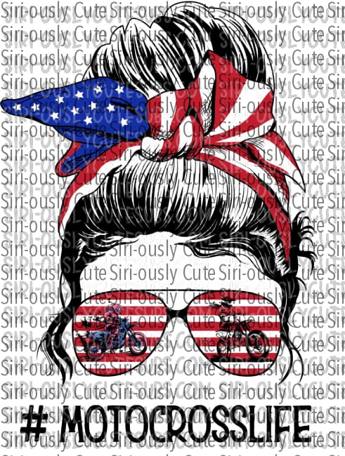 Motocross Life - Messy Bun Red White And Blue