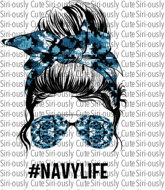 Navy Life - Blue Camo Messy Bun Tan