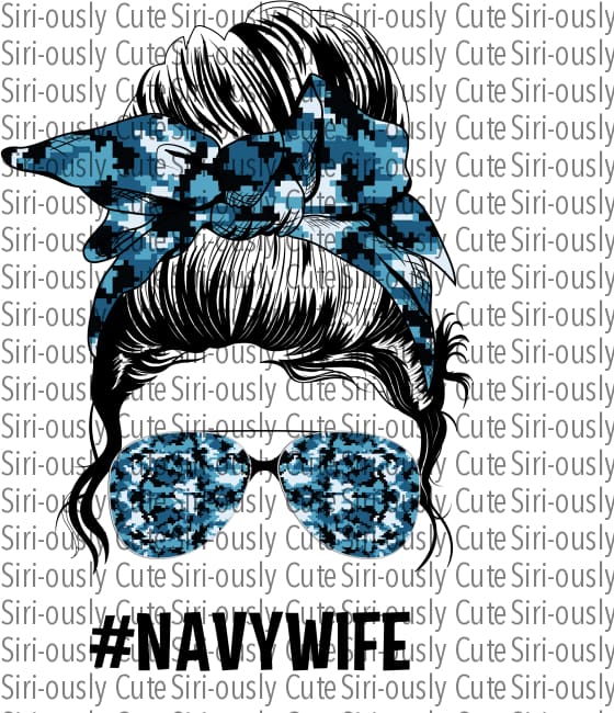 Navy Wife - Blue Camo Messy Bun Tan