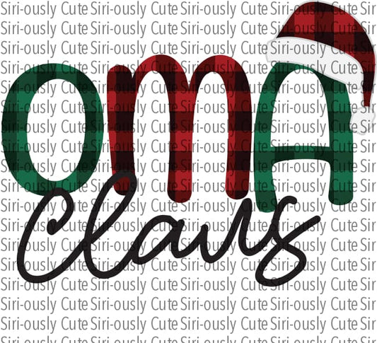 Oma Claus - Red And Green Plaid With Santa Hat