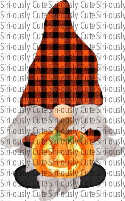 Orange Plaid Gnome With Jack O Lantern