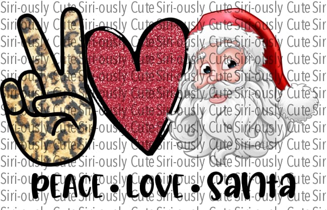 Peace Love Santa - Glitter And Leopard