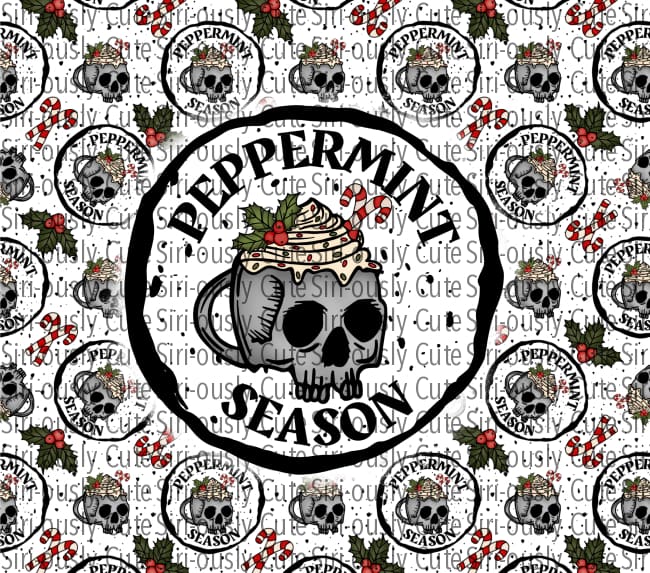 Peppermint Season Skull Straight Tumbler Sublimation Transfer