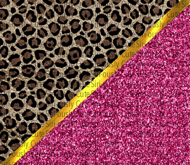 Pink Glitter And Leopard With Gold Stripe Straight Tumbler Sublimation Transfer