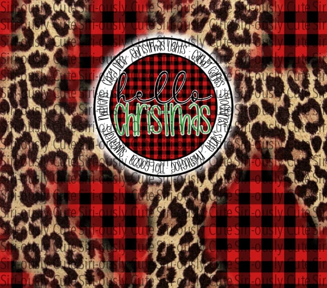 Plaid And Leopard Hello Christmas Straight Tumbler