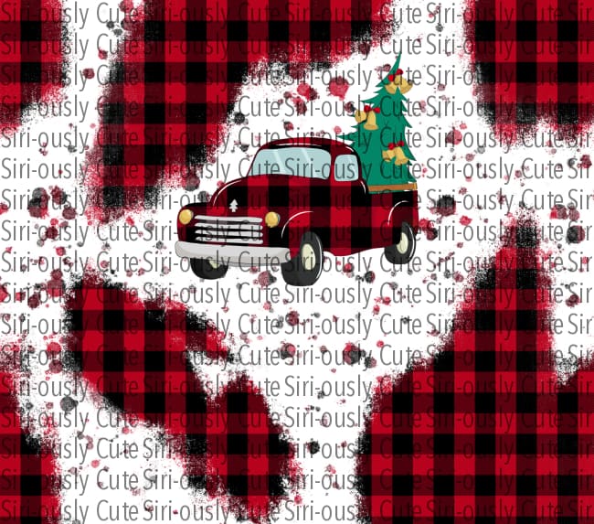 Plaid Patches With Christmas Tree And Truck Straight Tumbler